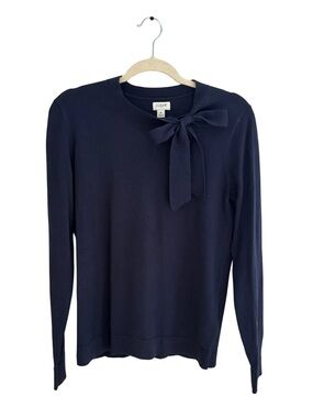 J. Crew Navy Bow-Tie Crewneck Sweater